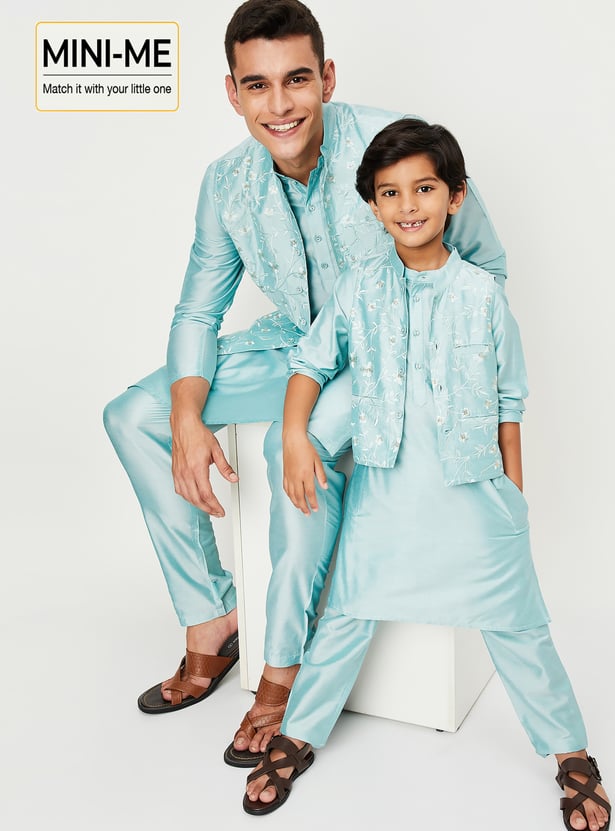 Boys Solid Kurta Set with Nehru Jacket