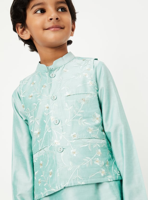 Boys Solid Kurta Set with Nehru Jacket