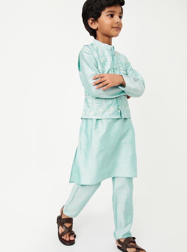 Boys Solid Kurta Set with Nehru Jacket