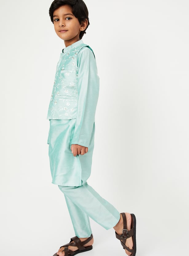 Boys Solid Kurta Set with Nehru Jacket