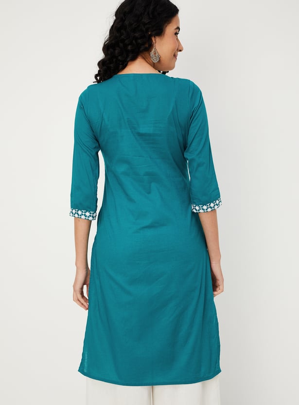 Women Embroidered Straight Kurta