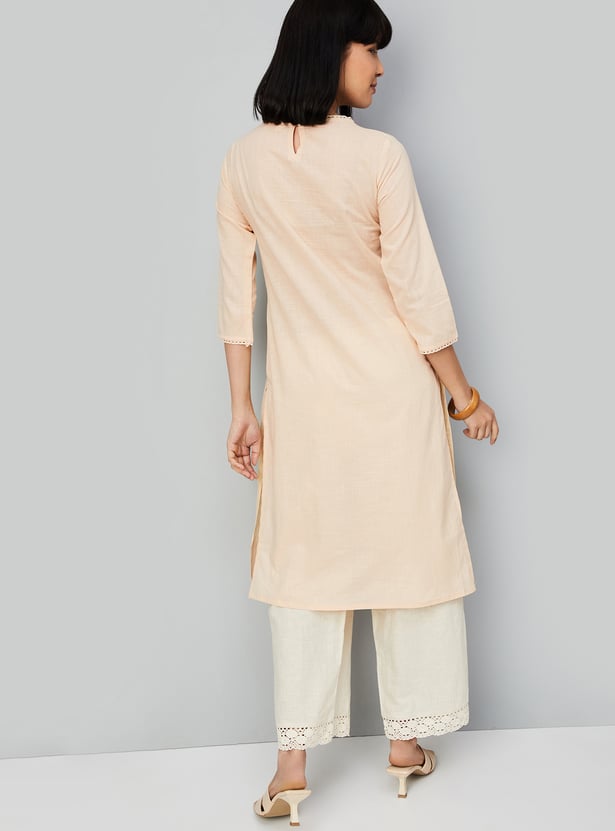 Women Embroidered Yoke Straight Kurta