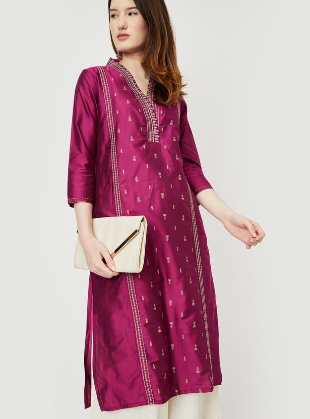 Women Embroidered Straight Kurta