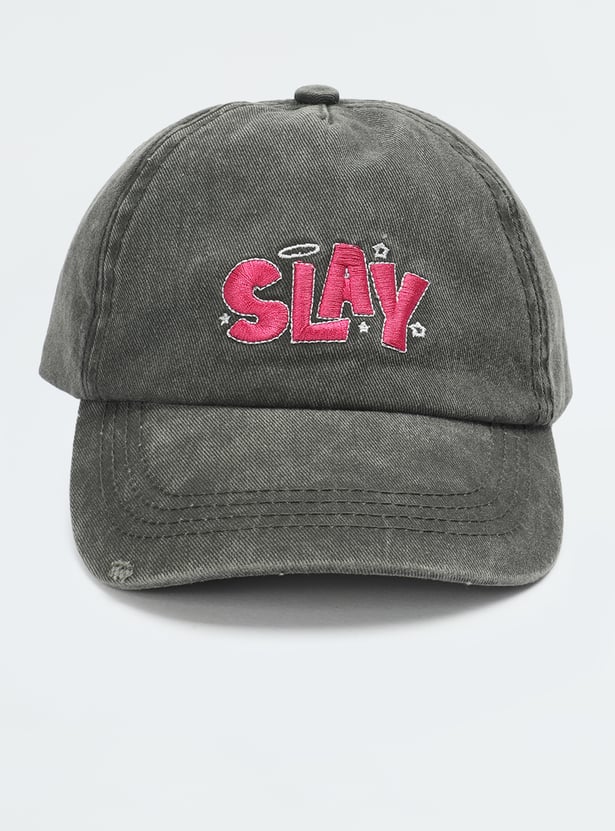 Girls Embroidered Denim Baseball Cap