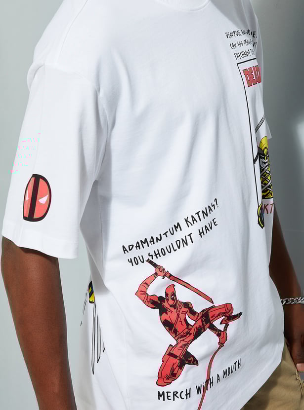 Buy URB_N Men Oversized Deadpool & Wolverine Printed T-shirt