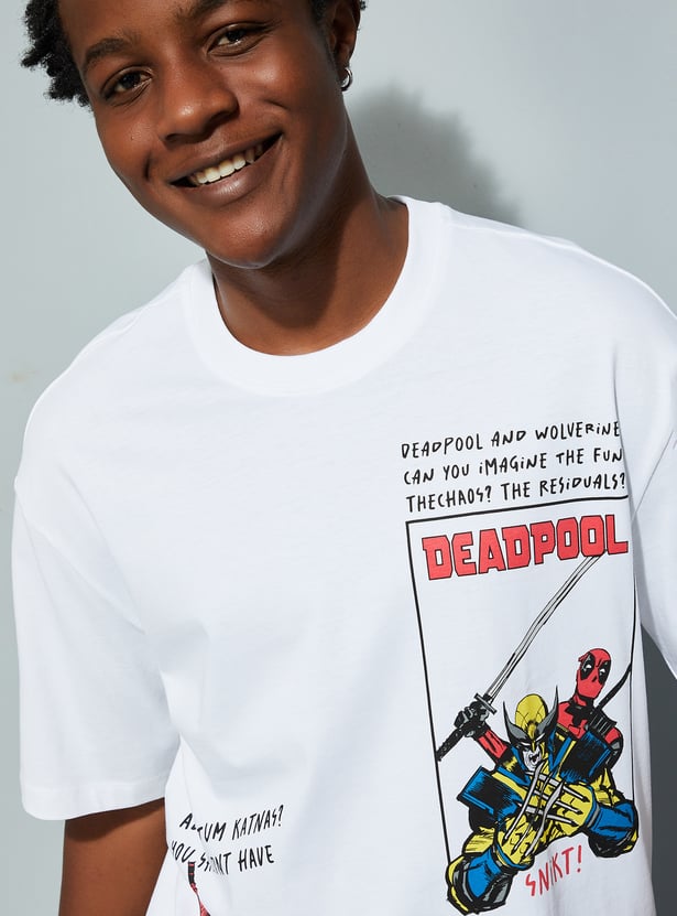 Buy URB_N Men Oversized Deadpool & Wolverine Printed T-shirt