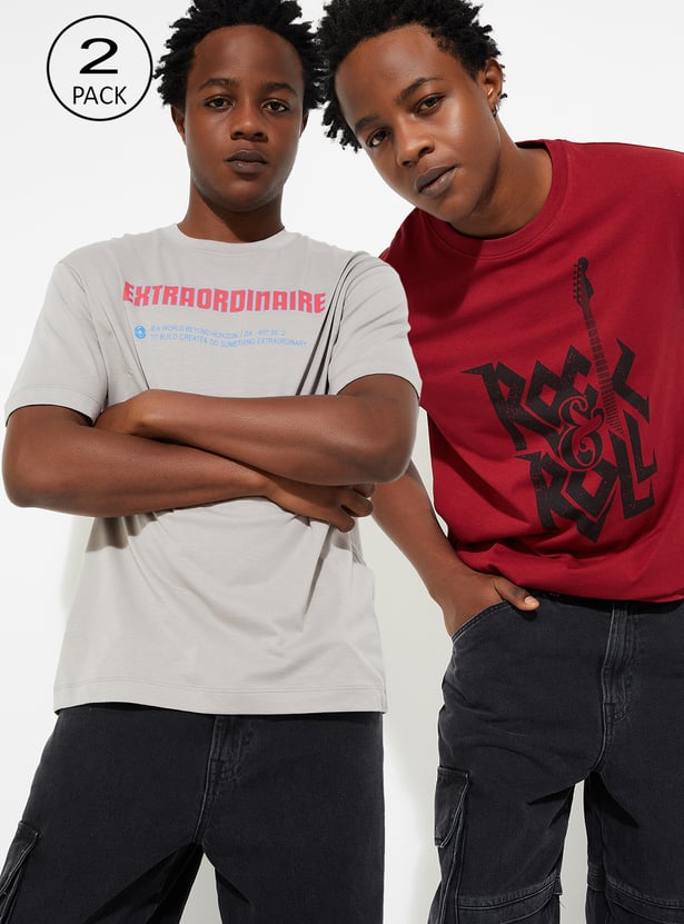 Buy URB_N Men Graphic Print T-shirt Pack of Online at just Rs