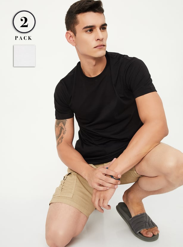 Men Solid T-shirt - Pack of 2