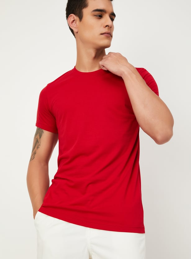 Buy Men Solid T-shirt - Pack of 2 Online at just Rs. 449.0
