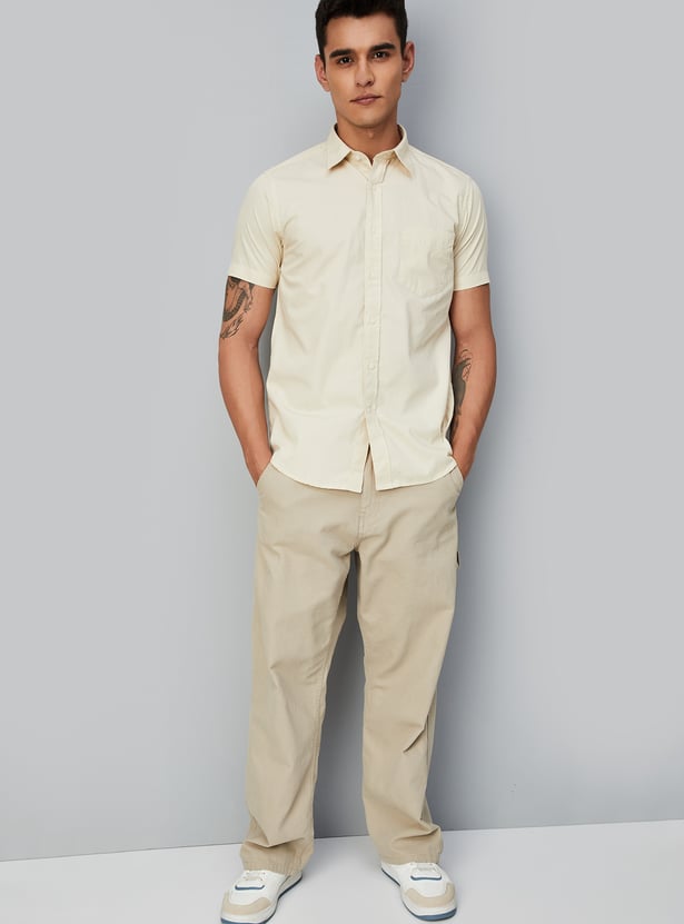 Men Slim Fit Solid Casual Shirt