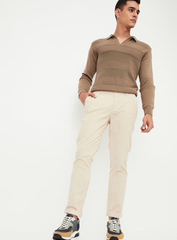 Men Slim Fit Corduroy Flexi Waist Chinos