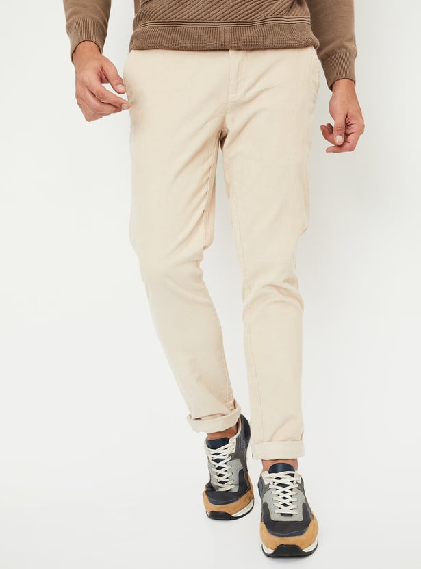 Men Slim Fit Corduroy Flexi Waist Chinos