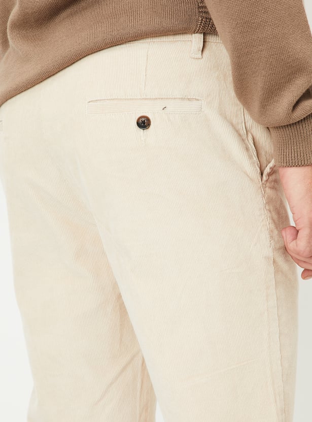 Men Slim Fit Corduroy Flexi Waist Chinos