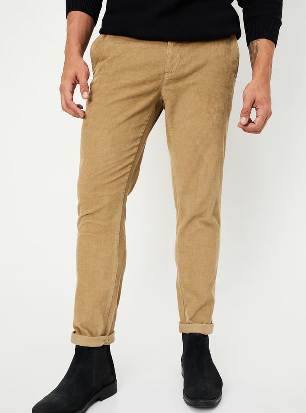 Men Slim Fit Corduroy Flexi Waist Chinos