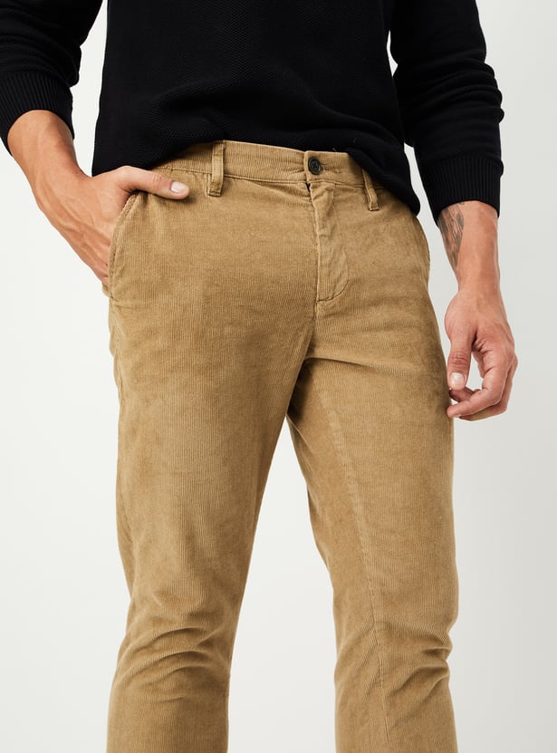 Men Slim Fit Corduroy Flexi Waist Chinos