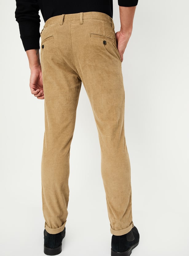 Men Slim Fit Corduroy Flexi Waist Chinos