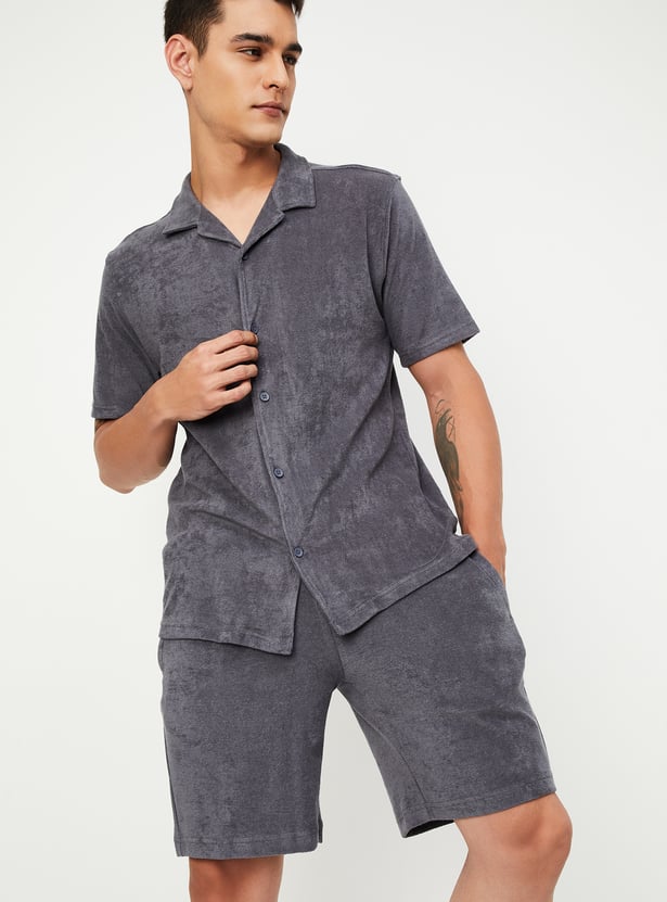 Men Textured Lounge Shirt