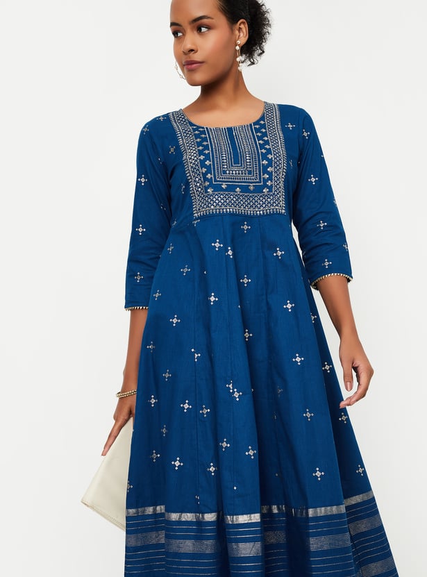 Kalki x Max Women Embroidered Yoke Kalidar Kurta