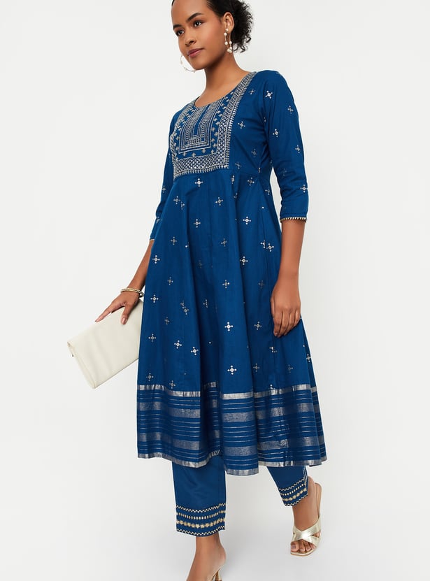 Kalki x Max Women Embroidered Yoke Kalidar Kurta