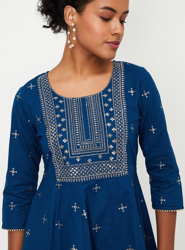 Kalki x Max Women Embroidered Yoke Kalidar Kurta