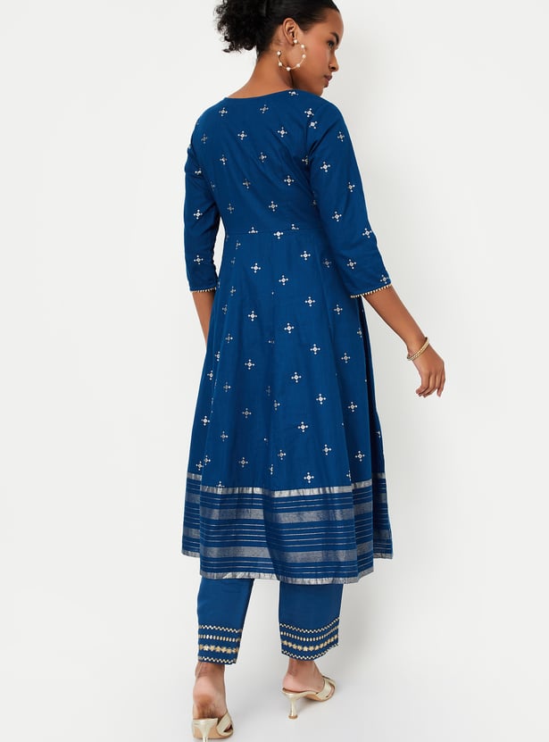 Kalki x Max Women Embroidered Yoke Kalidar Kurta