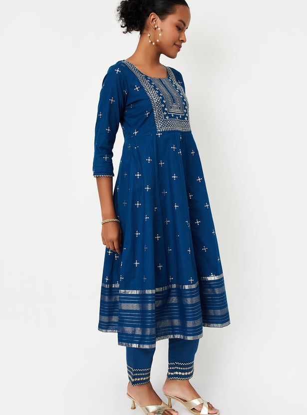 Kalki x Max Women Embroidered Yoke Kalidar Kurta