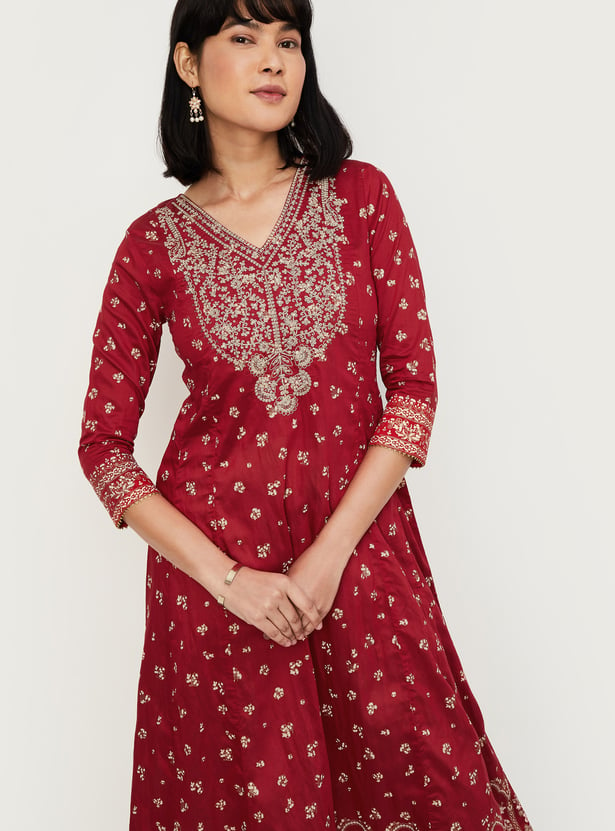 Kalki x Max Women Foil Printed Kalidar Kurta