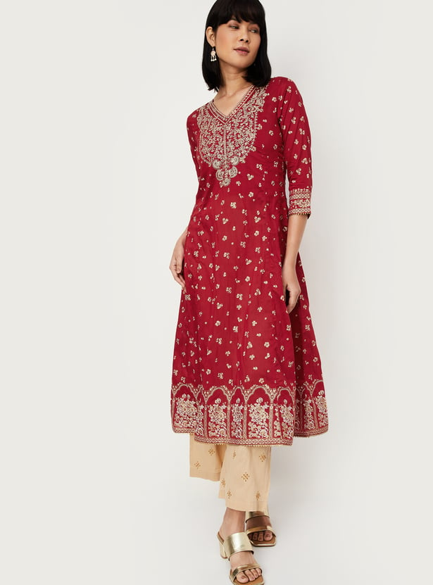 Kalki x Max Women Foil Printed Kalidar Kurta