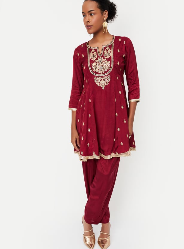 Kalki x Max Women Embroidered A-Line Kurta Set