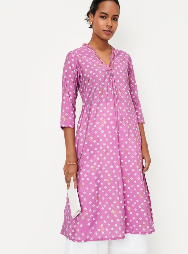 Women Bandhani Printed A-Line Kurta