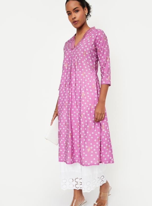 Women Bandhani Printed A-Line Kurta