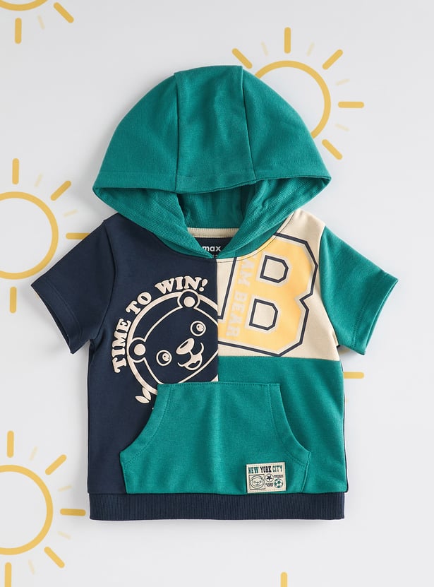 Boys Printed Hooded Shorts Set