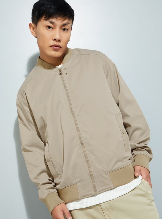 URB_N Men Solid Bomber Jacket