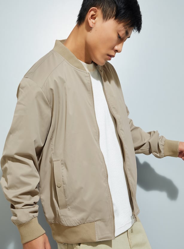 URB_N Men Solid Bomber Jacket