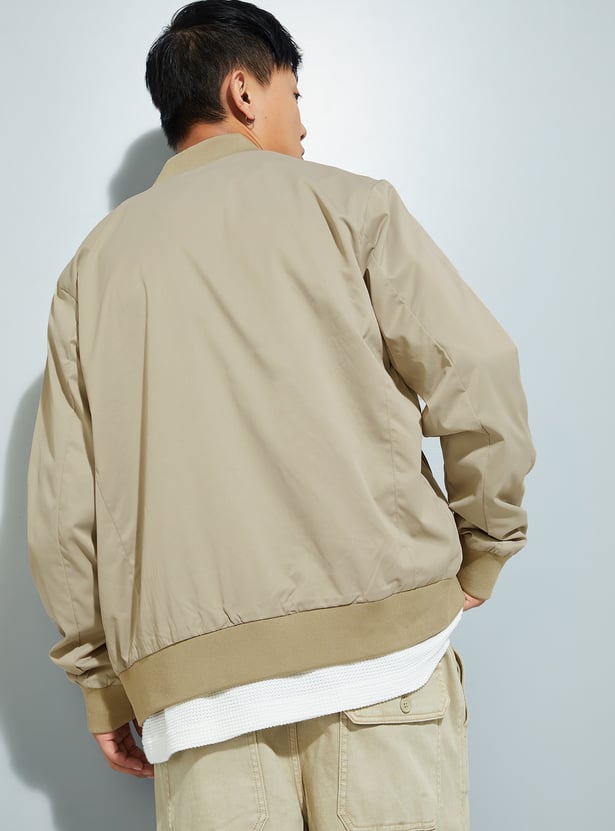 URB_N Men Solid Bomber Jacket