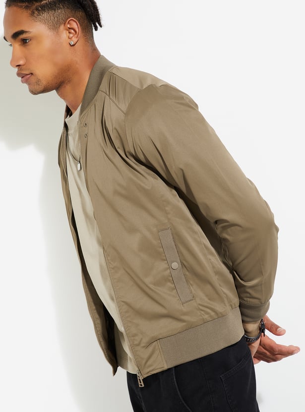 URB_N Men Solid Bomber Jacket