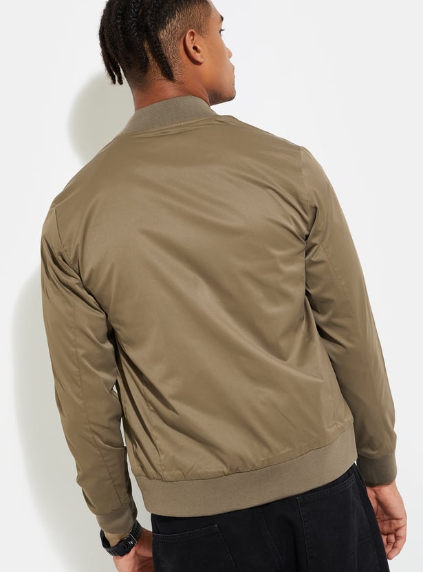 URB_N Men Solid Bomber Jacket