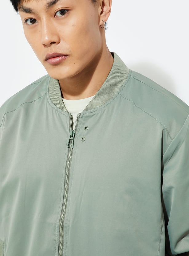 URB_N Men Solid Bomber Jacket