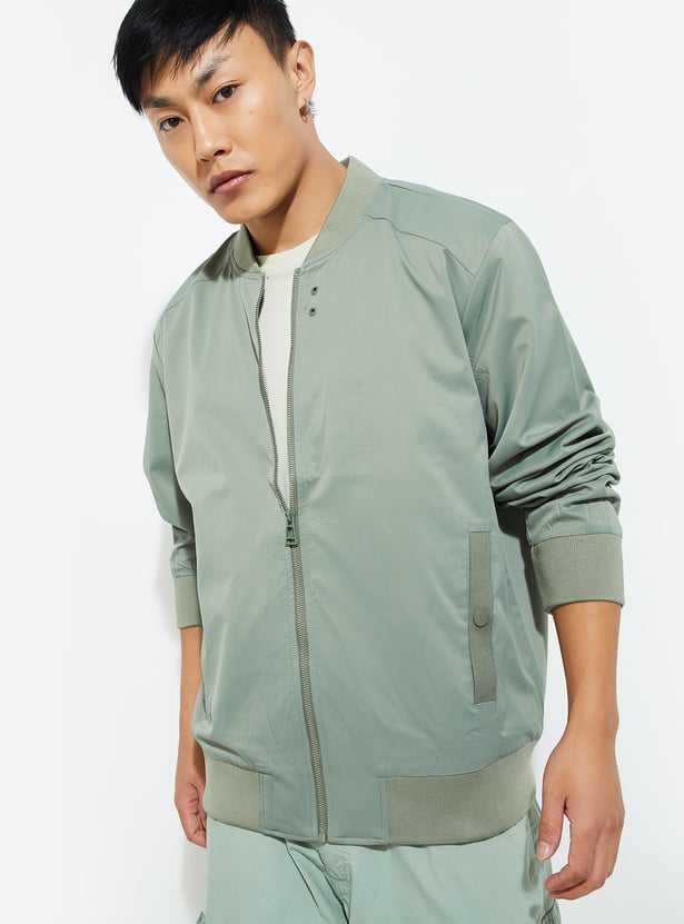 URB_N Men Solid Bomber Jacket