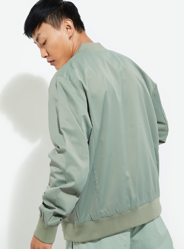 URB_N Men Solid Bomber Jacket