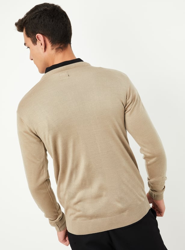 Men Solid V-Neck Sweater