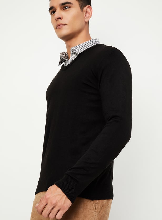 Men Solid V-Neck Sweater