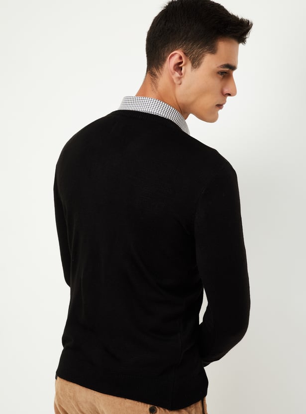 Men Solid V-Neck Sweater