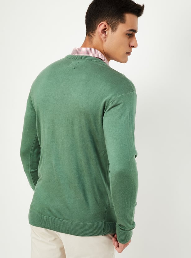 Men Solid V-Neck Sweater