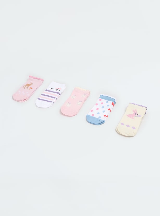 Girls Assorted Ankle Length Socks - Pack of 5
