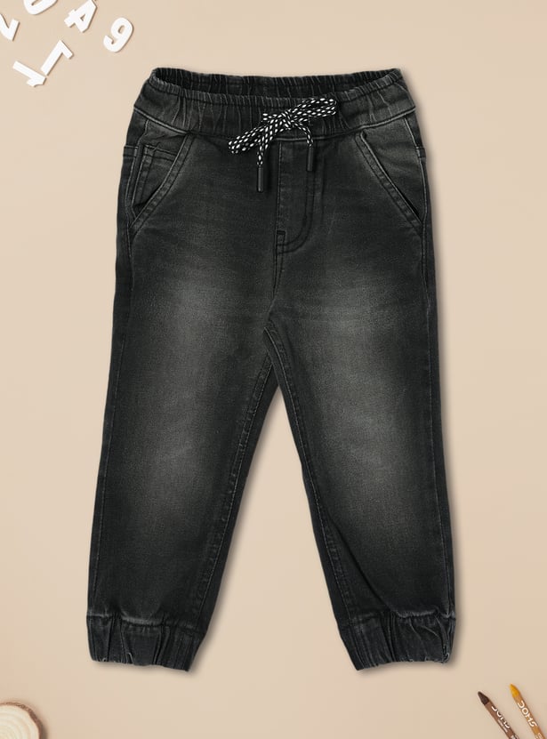 Boys Relaxed Fit Washed Denim Joggers