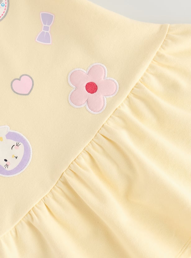 Girls Appliqued Casual Dress