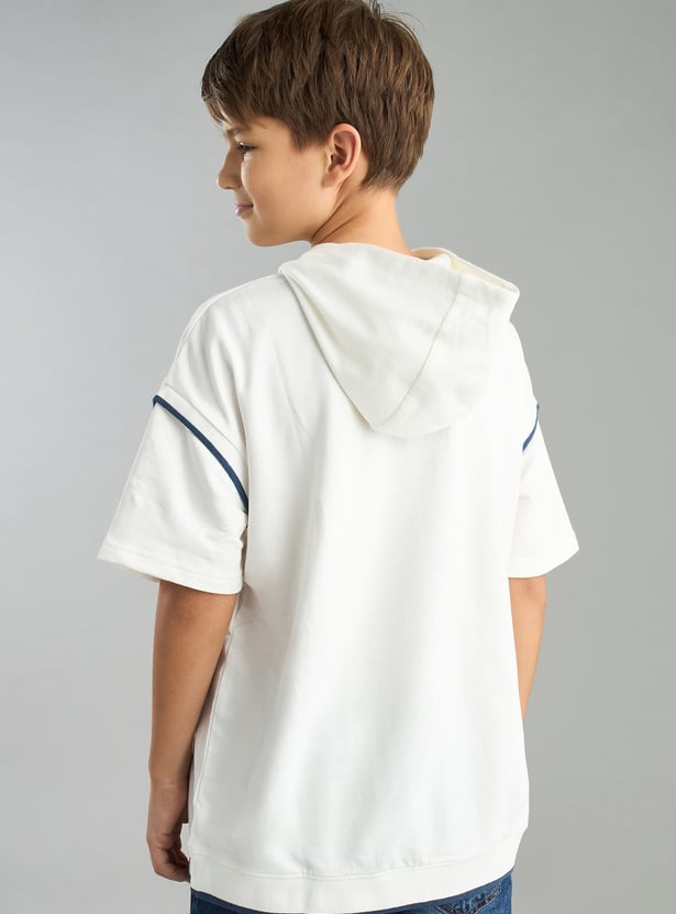 Boys Embroidered Hooded T-shirt