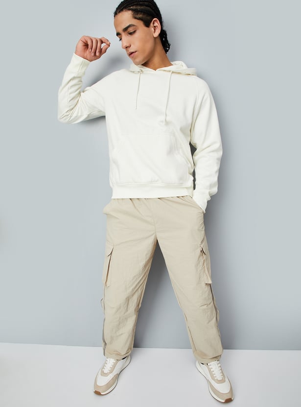 Men Solid Hooded Sweatshirt