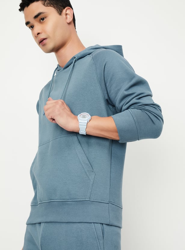 Men Solid Hooded Sweatshirt